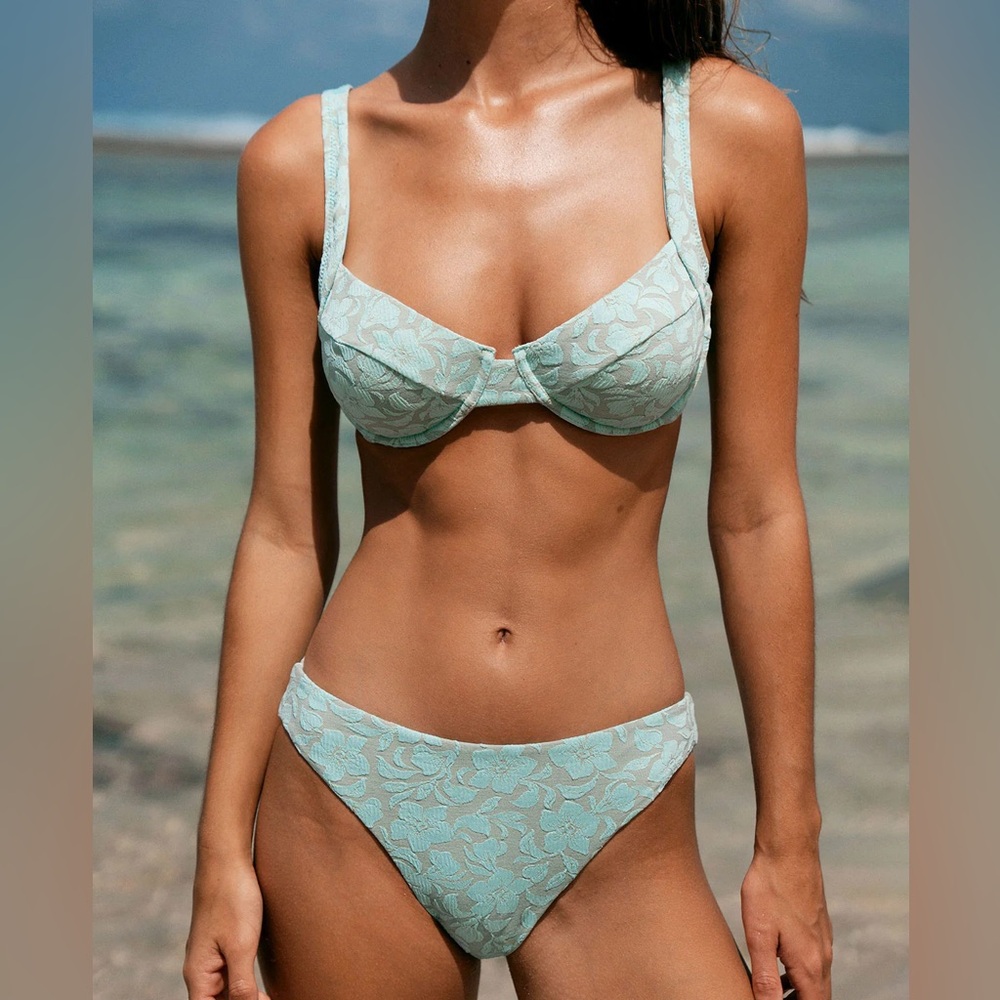 Berlook Light Blue Underwire Textured Bikini Top & Bottom - Picture 5 of 8